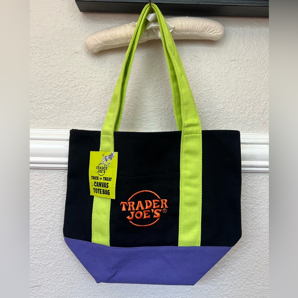 Limited Edition Black Green Orange Trader Joe's Halloween Mini Canvas Tote Bag
